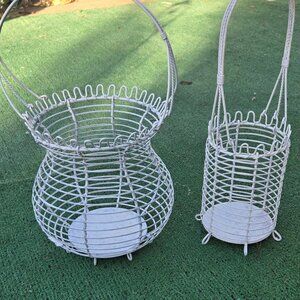 Farmhouse/Cottagecore/Rustic Iron Egg Collecting Baskets SET OF TWO